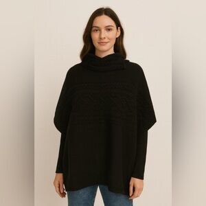 Brooks Brothers Italian Yarn Black Cable Knit Poncho NWT (Medium)